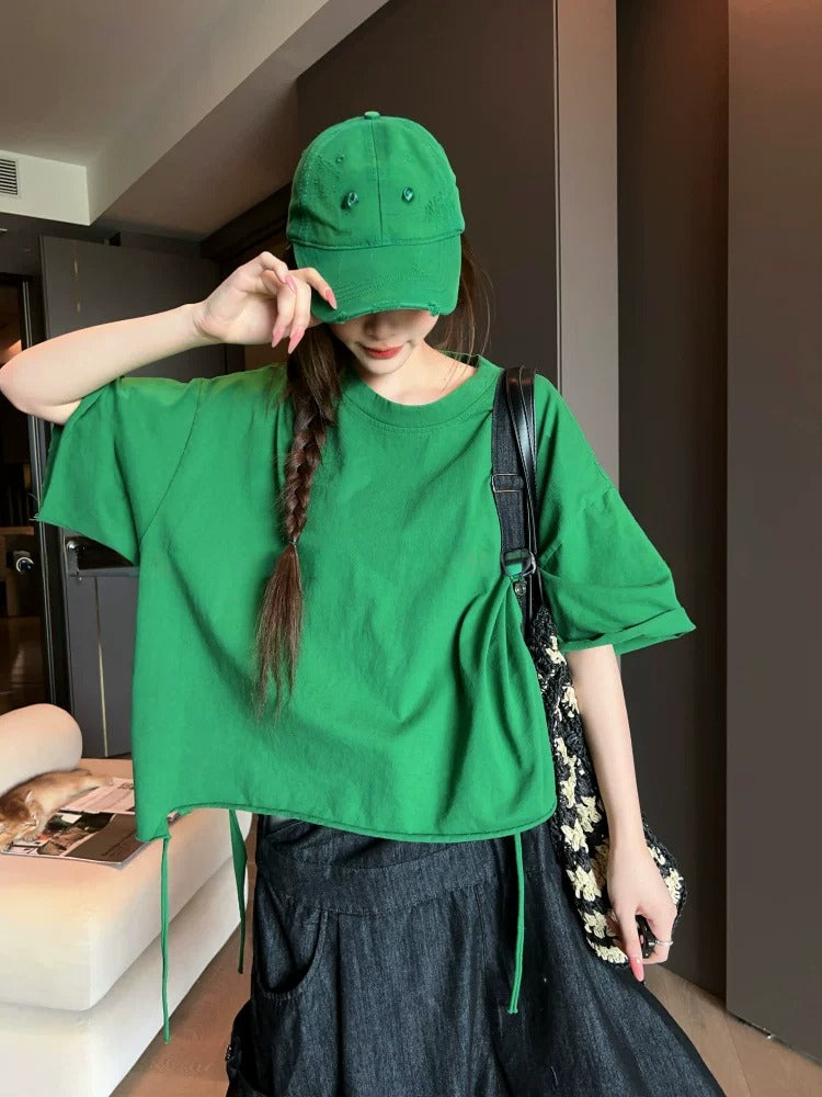 Simple Solid Color Short Sleeve T-Shirt X3609