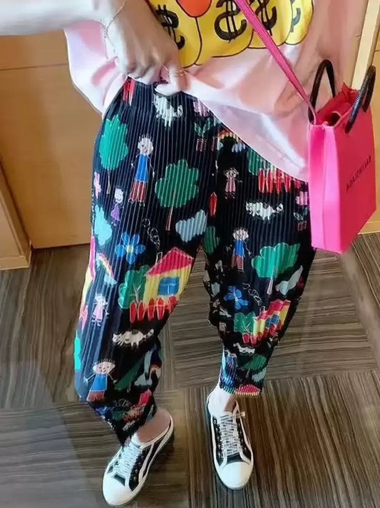 Comic Print Capri Pants X213