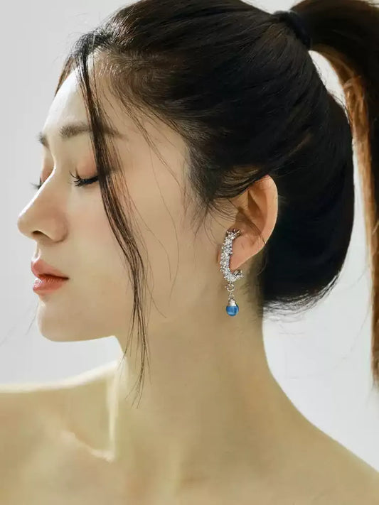 Water Drop Texture Enamel Earrings X3589