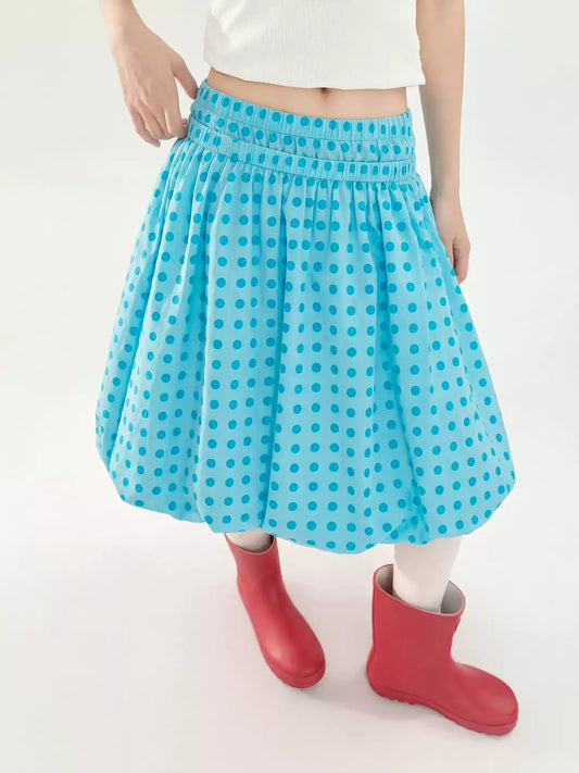 Blue Polka Dot Balloon Skirt X3582