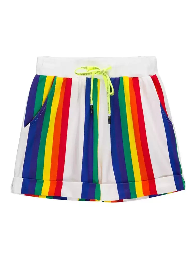 Colorful Striped Straight Casual Shorts X3607