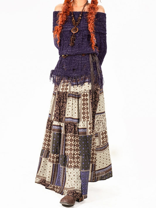 Patchwork-style Skirt X2988