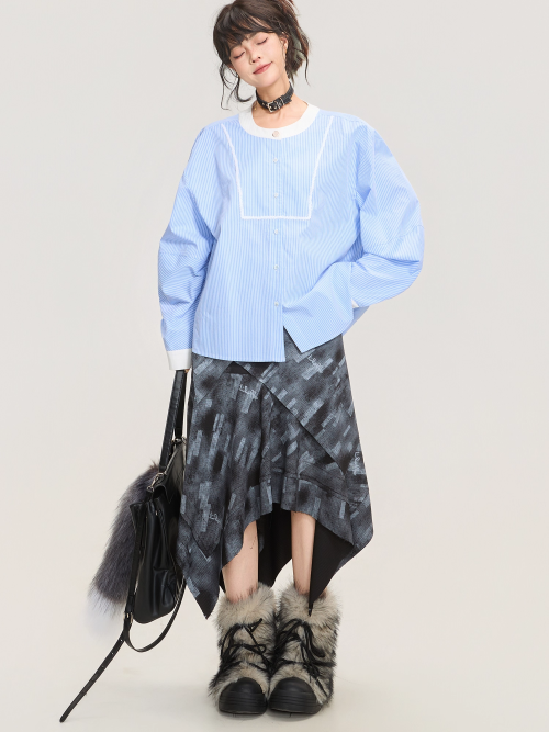 Blue Striped Long Sleeve Shirt X3367