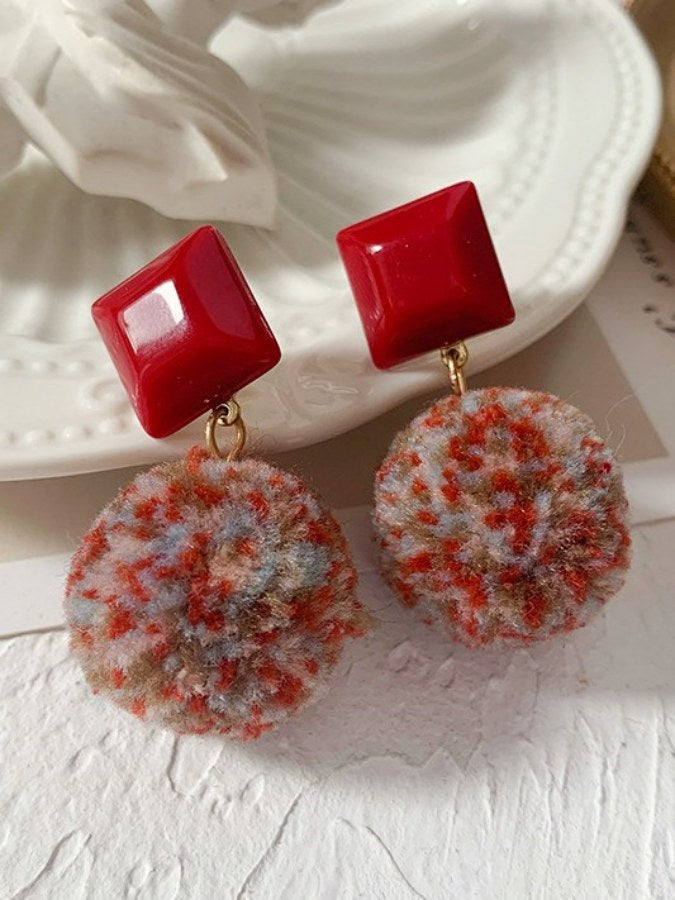 Colorful wool earrings X2004