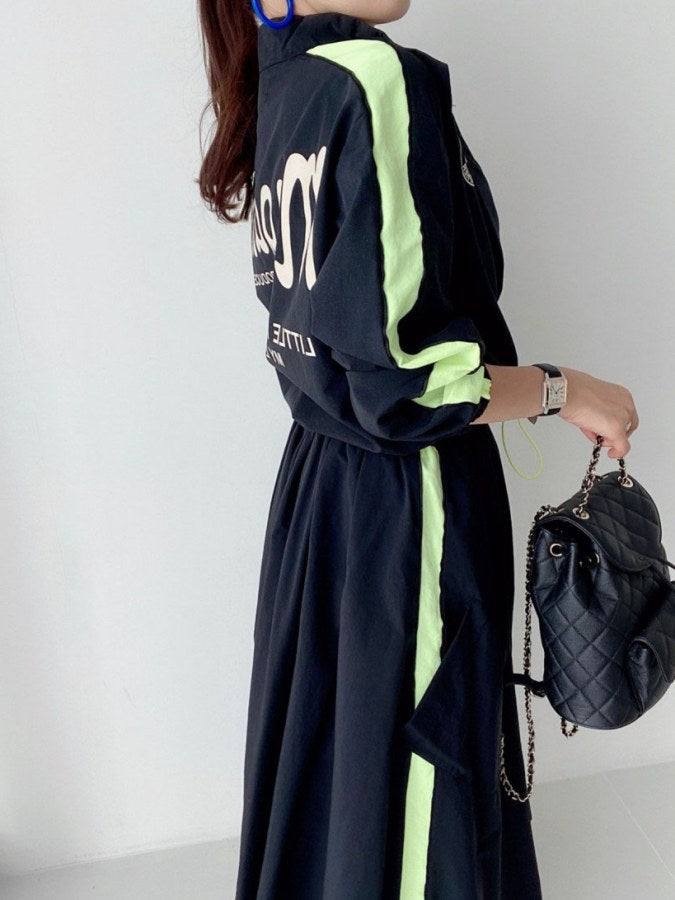 Accent color side line top/skirt X2124