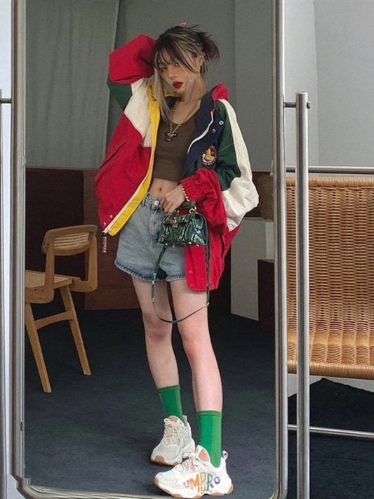 Boyfriend Colorblock Hooded Hoodie X2121