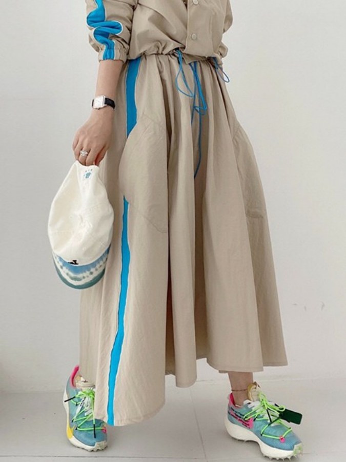Accent color side line top/skirt X2124