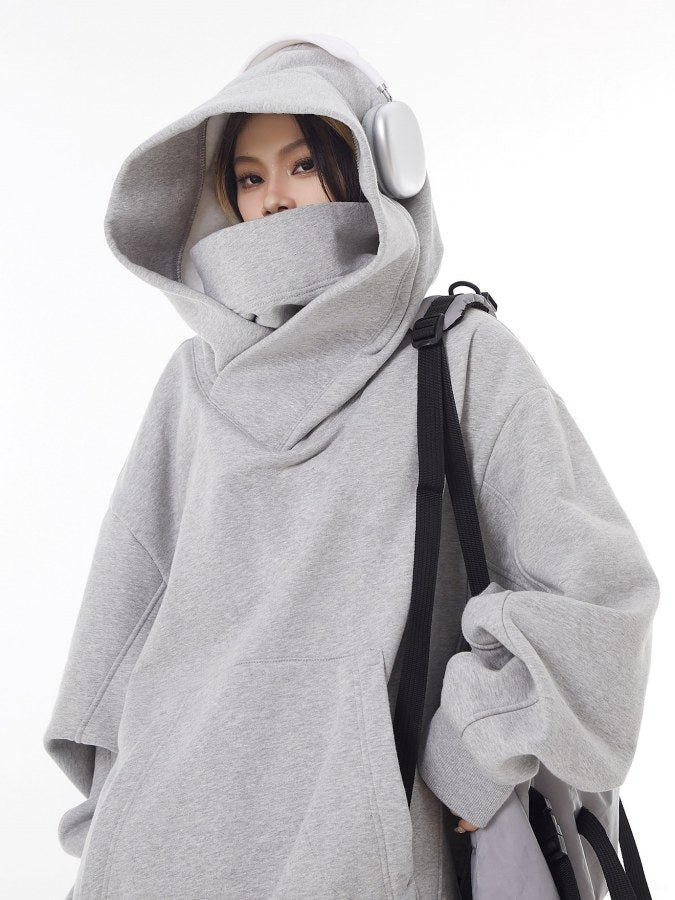 Loose Fit High Neck Hooded Hoodie X2064