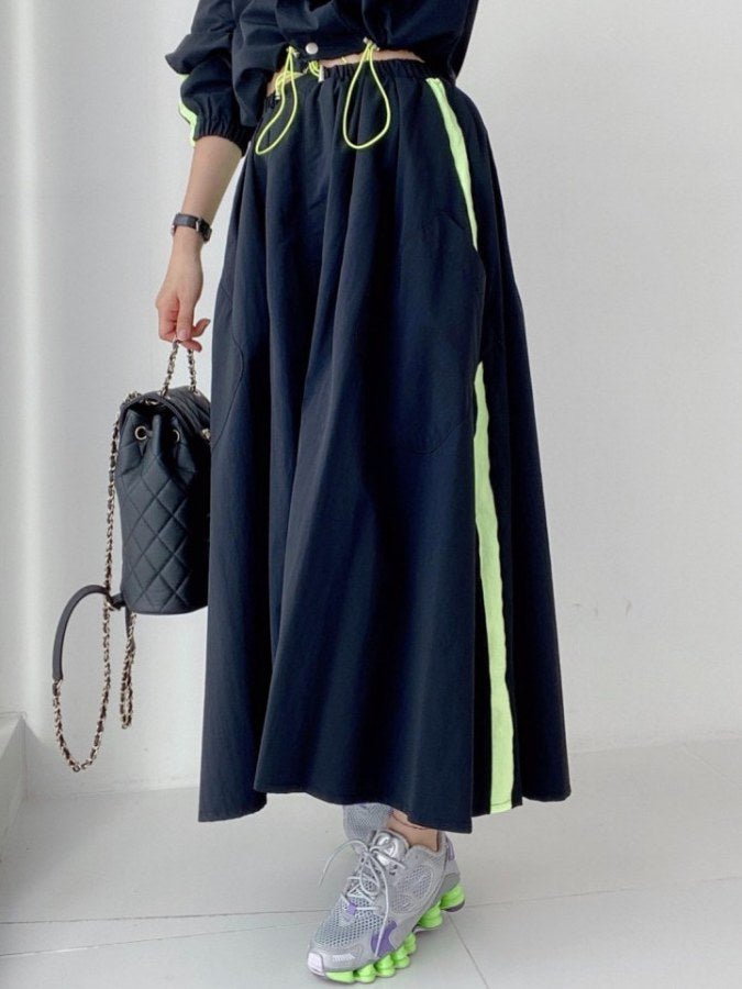 Accent color side line top/skirt X2124