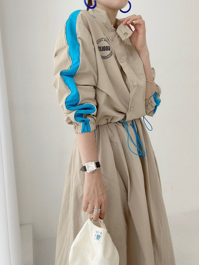 Accent color side line top/skirt X2124