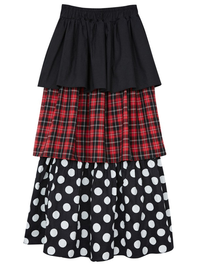 Multi-patterned high waist long skirt X2162