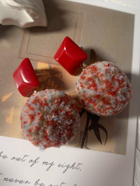 Colorful wool earrings X2004