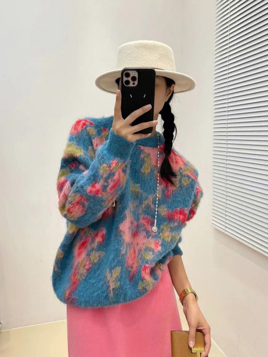 Marbled knit sweater X1755