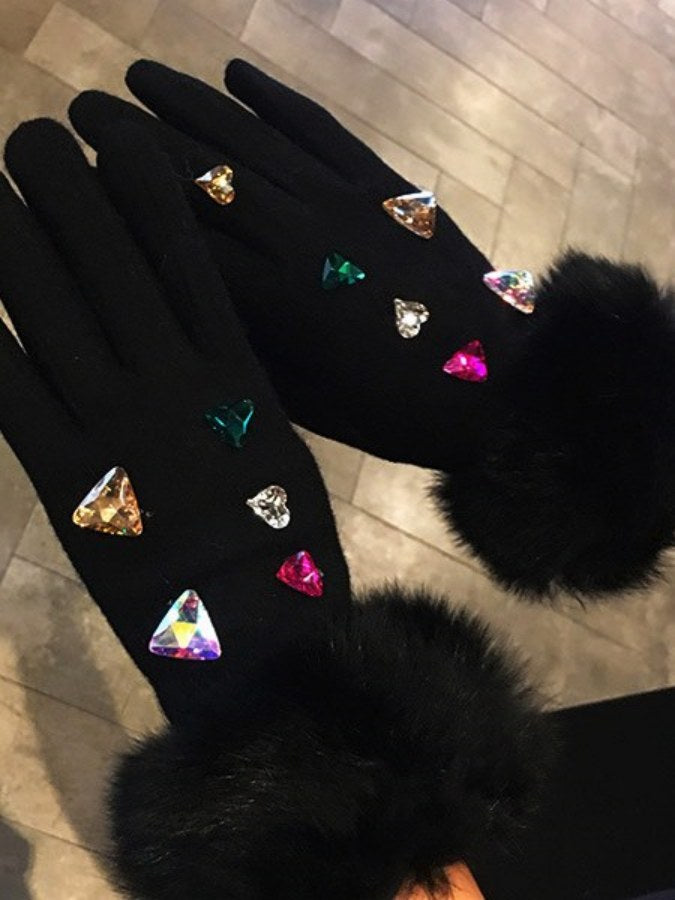 Decorative Faux Fur Gloves X2006