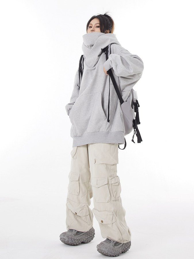 Loose Fit High Neck Hooded Hoodie X2064