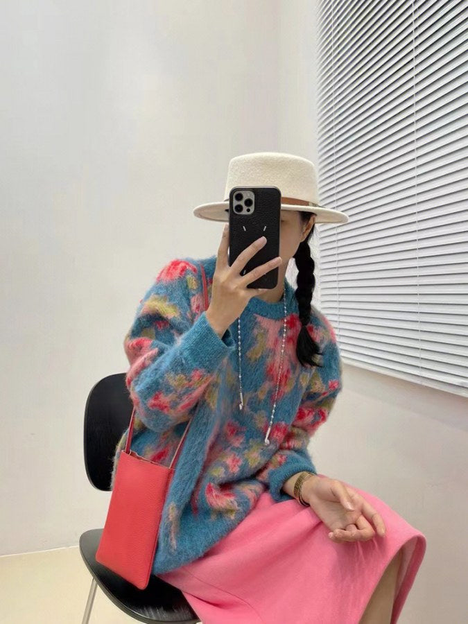 Marbled knit sweater X1755