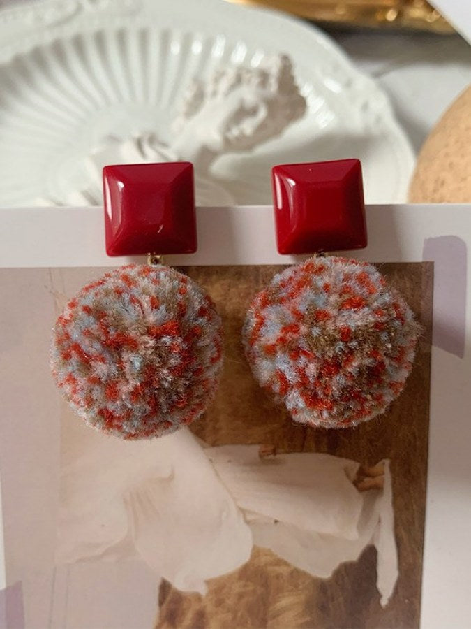 Colorful wool earrings X2004