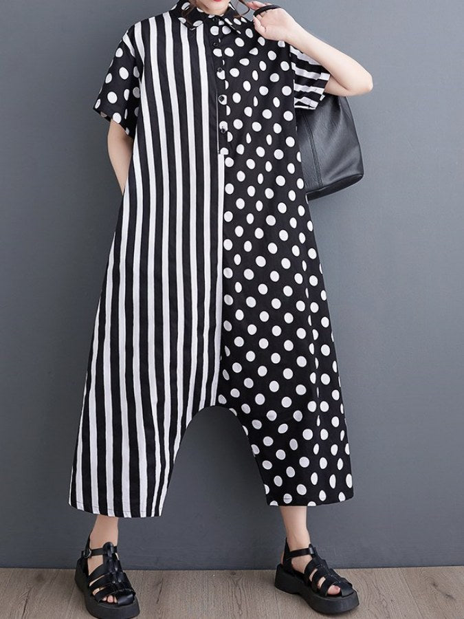 Polka dot store and stripe jumpsuit