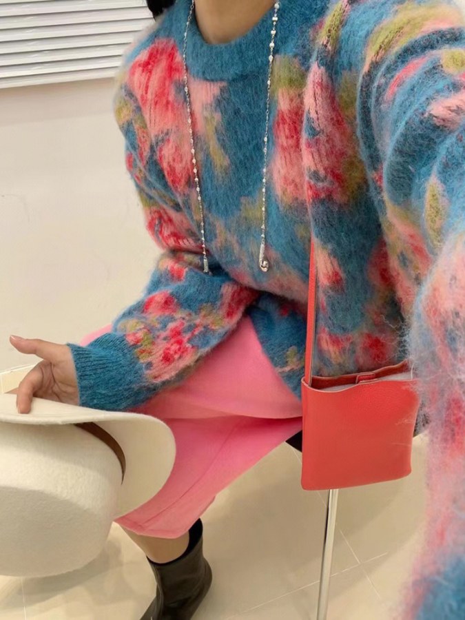Marbled knit sweater X1755