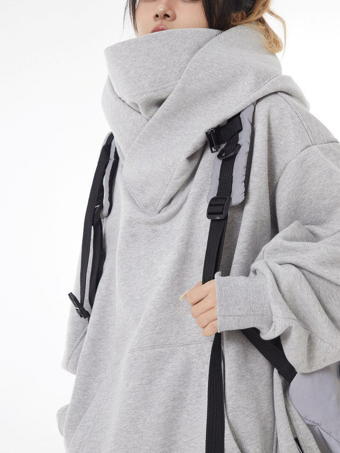 Loose Fit High Neck Hooded Hoodie X2064