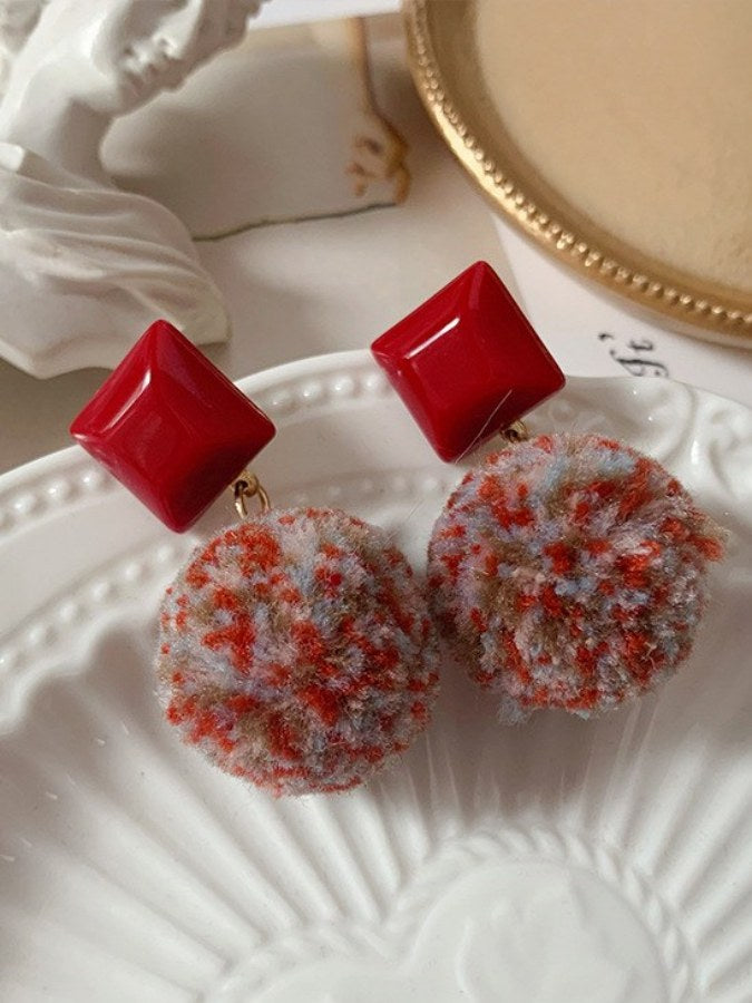 Colorful wool earrings X2004