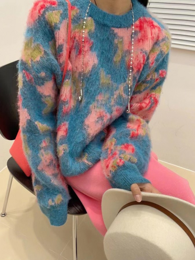 Marbled knit sweater X1755
