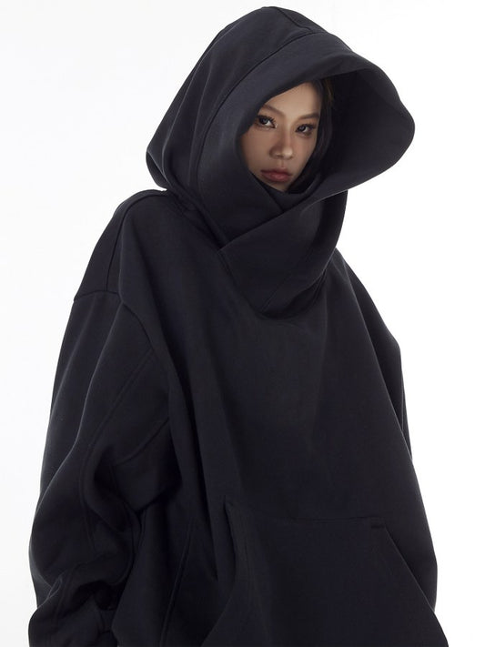 Loose Fit High Neck Hooded Hoodie X2064