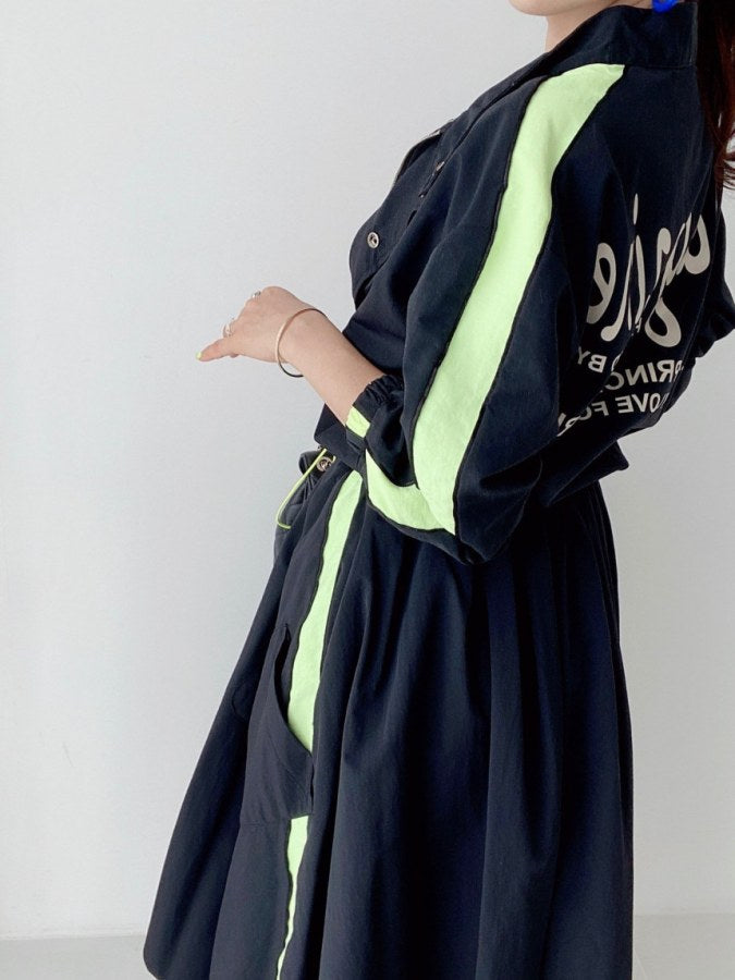 Accent color side line top/skirt X2124