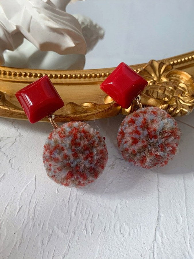 Colorful wool earrings X2004