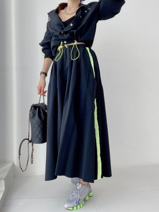 Accent color side line top/skirt X2124