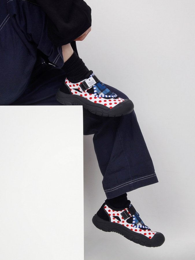 Round Toe Dot Check Flat Shoes X2117