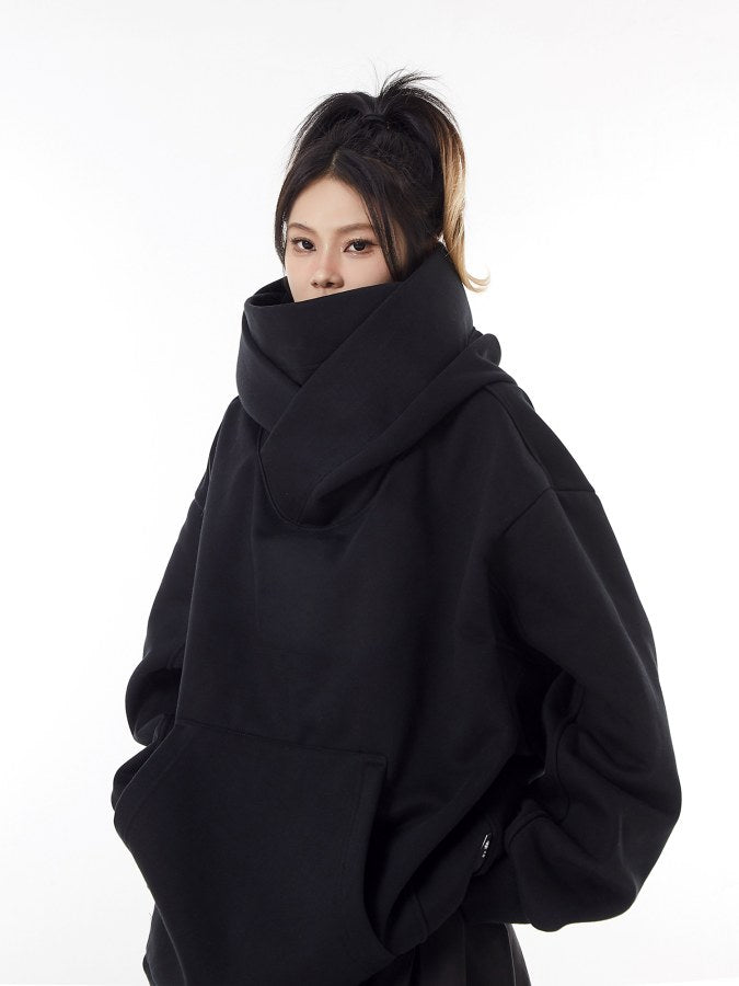 Loose Fit High Neck Hooded Hoodie X2064