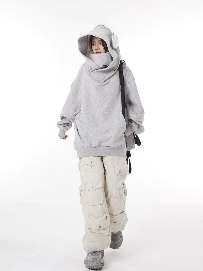 Loose Fit High Neck Hooded Hoodie X2064