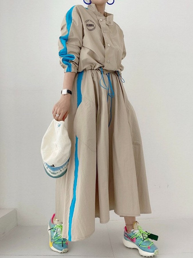Accent color side line top/skirt X2124
