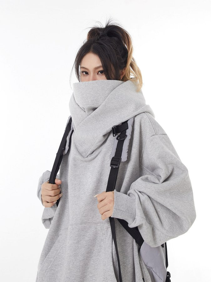 Loose Fit High Neck Hooded Hoodie X2064