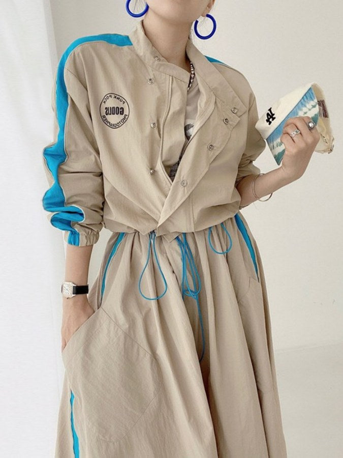 Accent color side line top/skirt X2124