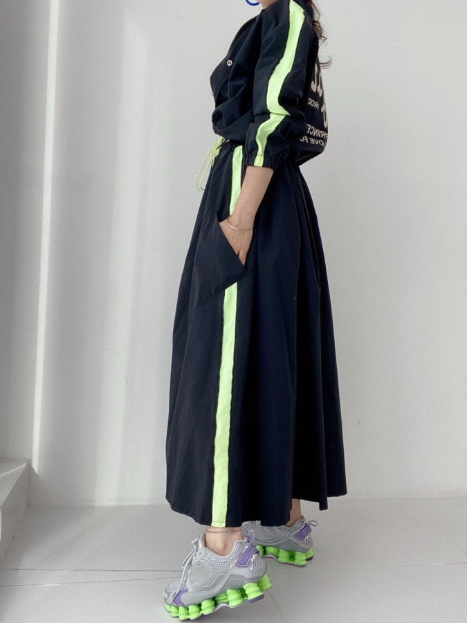 Accent color side line top/skirt X2124