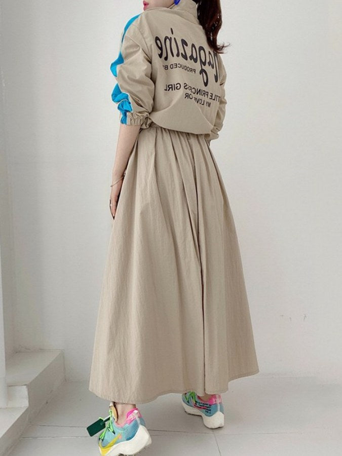 Accent color side line top/skirt X2124