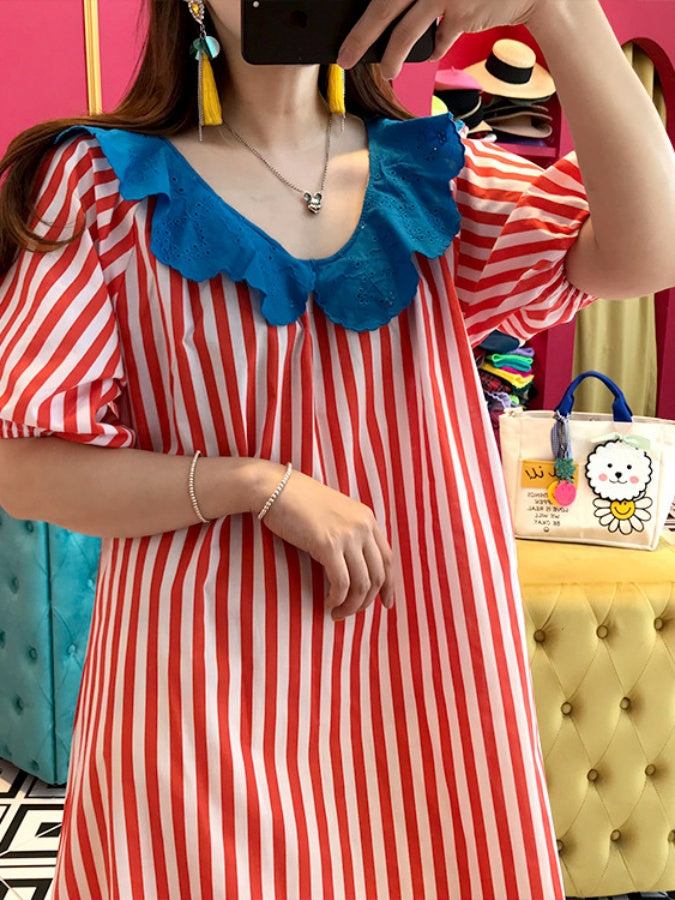 Striped long dress X1135