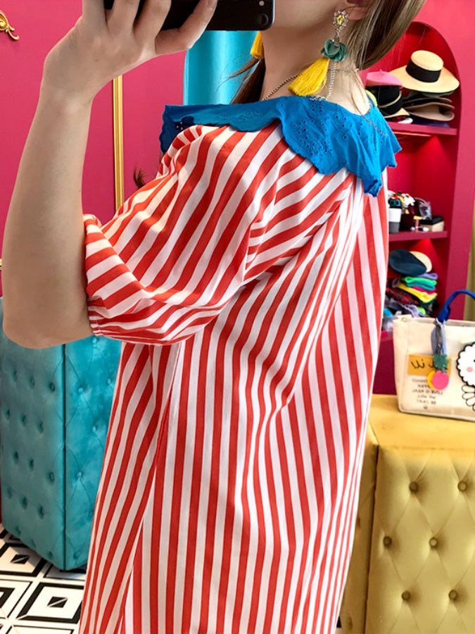 Striped long dress X1135