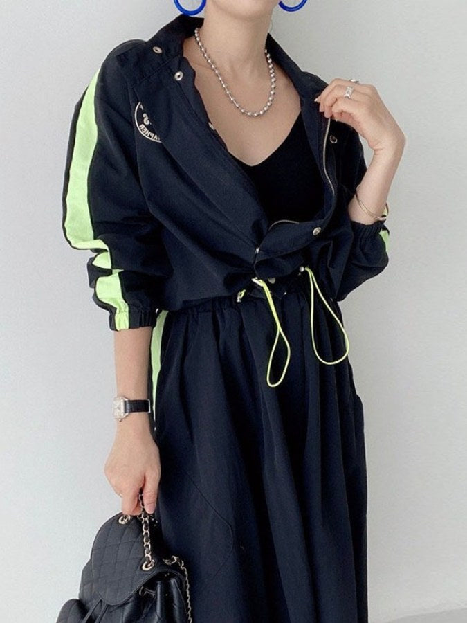 Accent color side line top/skirt X2124