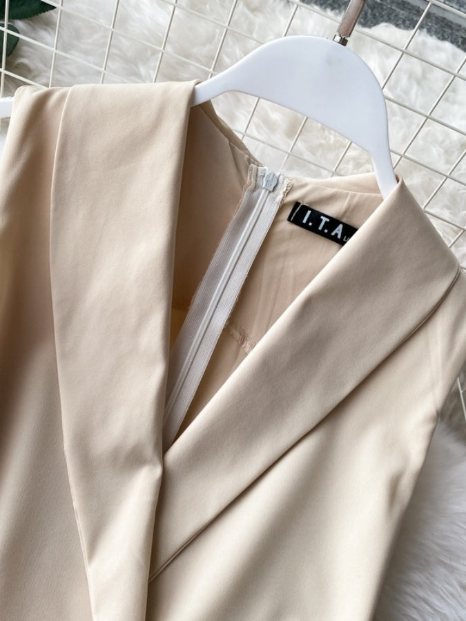 Sleeveless Lapel Color Jumpsuit X1312