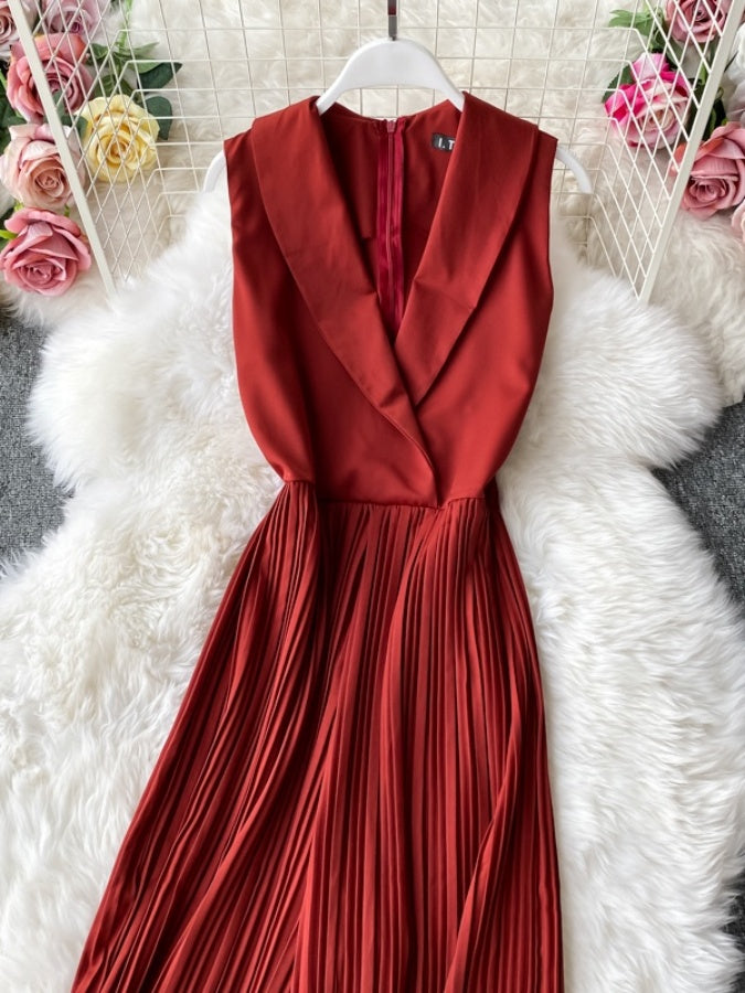 Sleeveless Lapel Color Jumpsuit X1312