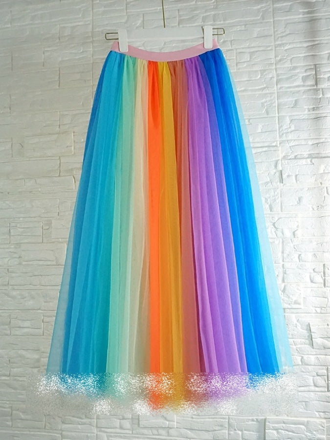 Colorful Tulle Long Skirt X909