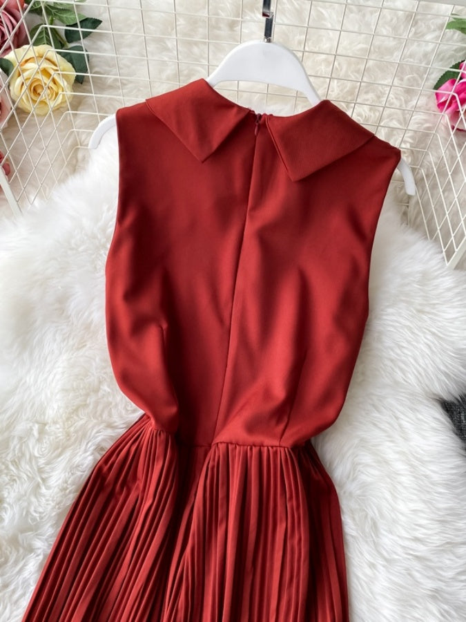 Sleeveless Lapel Color Jumpsuit X1312