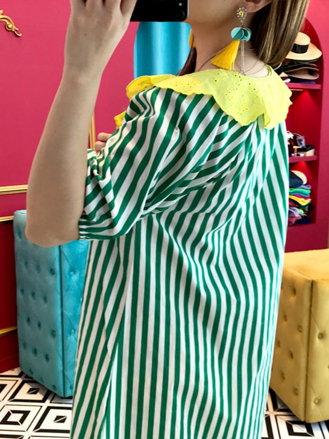Striped long dress X1135