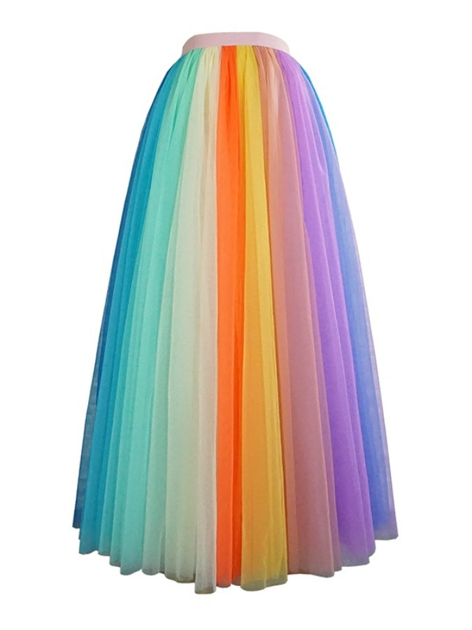 Colorful Tulle Long Skirt X909