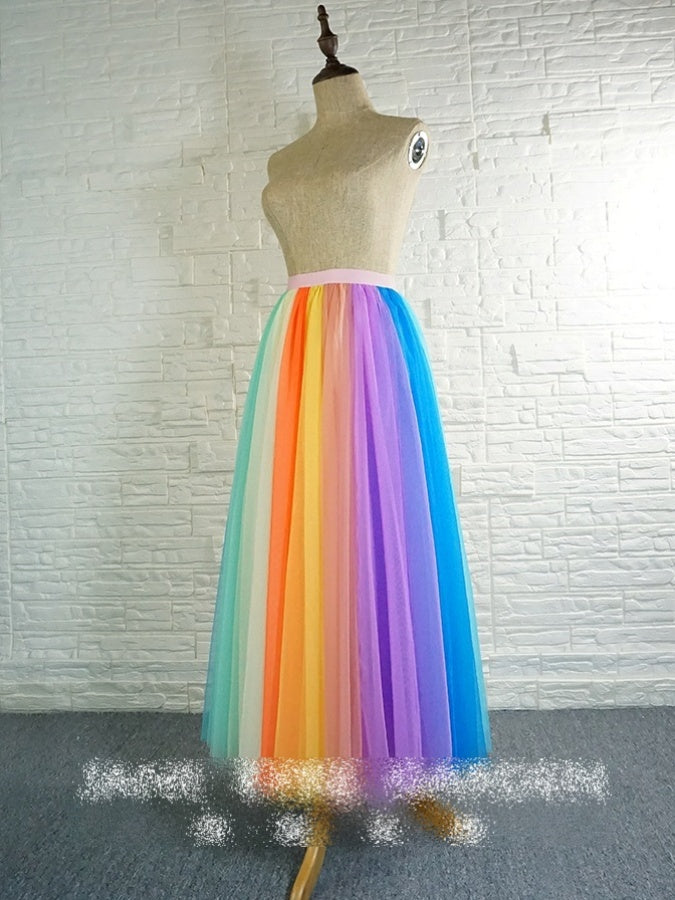 Colorful Tulle Long Skirt X909
