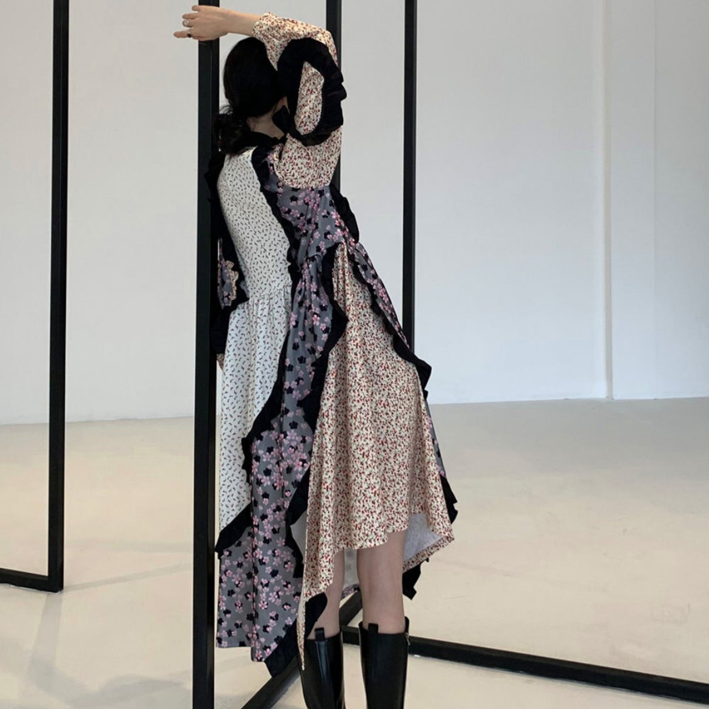 Patchwork frill dress X230
