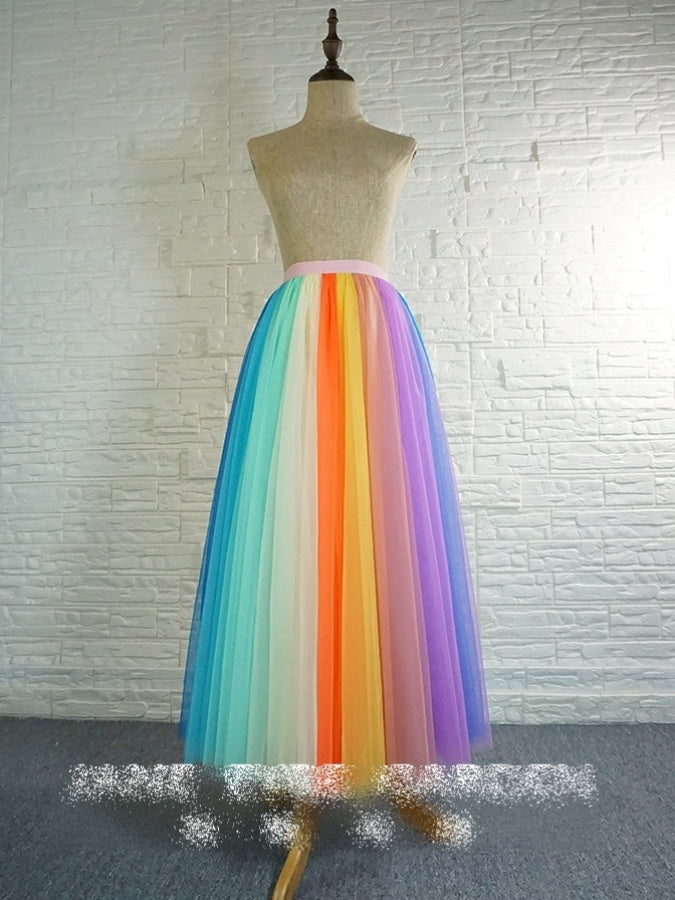 Colorful Tulle Long Skirt X909